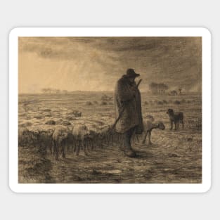 Shepherd Returning With His Flock by Jean-Francois Millet Magnet